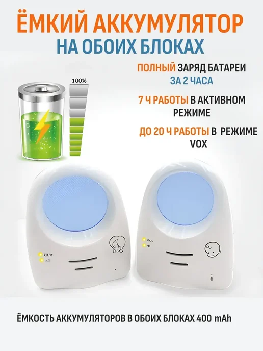Радионяня беспроводная для новорожденных, голубой, фото 4