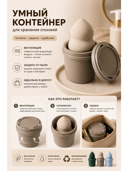 Спонжи для макияжа, голубой, фото 4