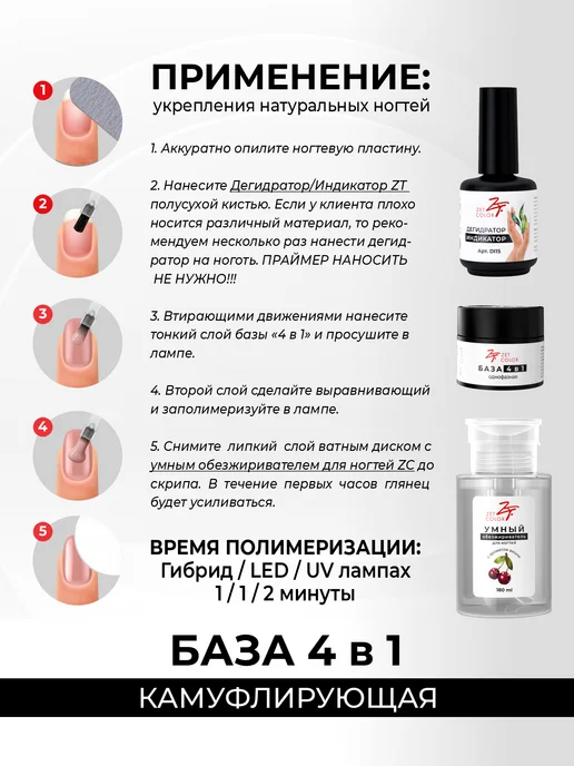 Zet color База камуфлирующая 4 в 1 Цветение сакуры №11 50 мл, 50 мл, фото 4
