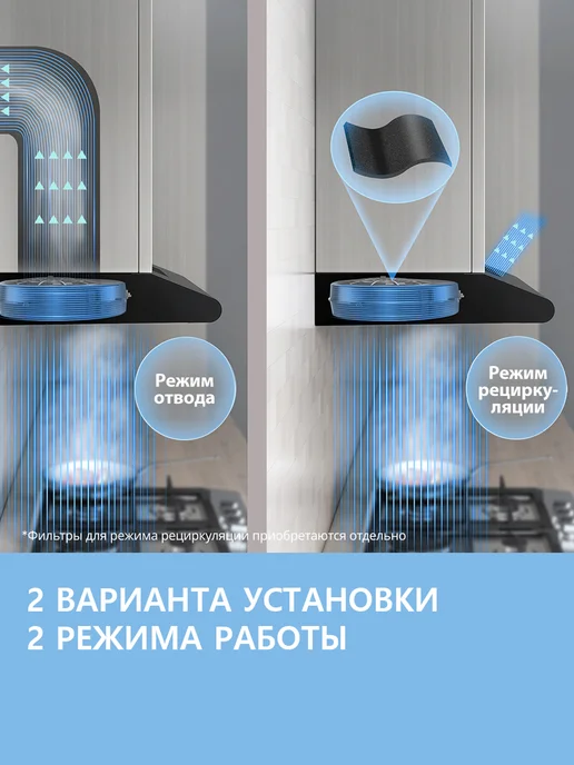 Вытяжка кухонная Comfee CHS50B, 50 см, 3 скорости, 400 м3/ч, LED-подсветка, отвод и рециркуляция, жировой фильтр, черный, фото 3