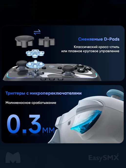 EasySMX Беспроводной геймпад S10 для Nintendo Switch 1,2 (VG-C544), белый, фото 4