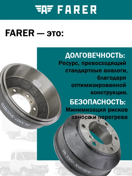 Барабан тормозной ГАЗ 3307 3309 53 ЗАДНИЙ ФАРЕР, вариант, фото 3
