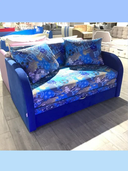 Bed-mobile Диван детский раскладной "Мультик-135". Цвет Футбол, синий, фото 5