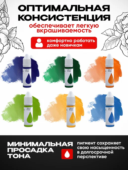 GALLERY TATTOO INK Пигмент краска для тату синяя голубая Sapphire #6 (10 мл), 10 мл, фото 3