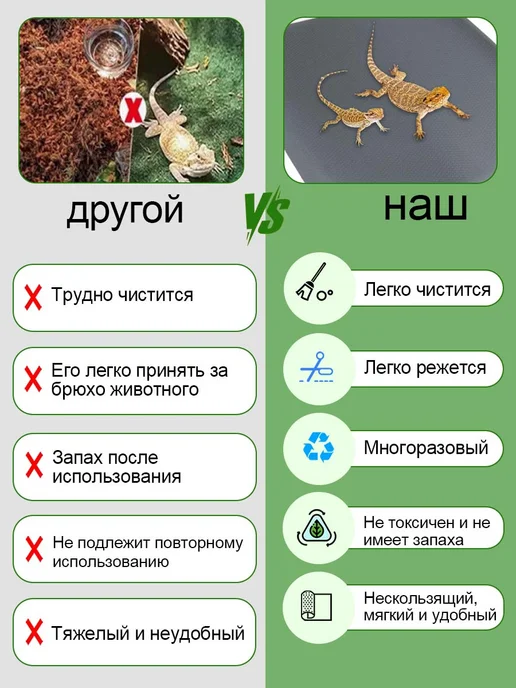 Коврик для террариума подложка для рептилий черепах, серый, фото 7