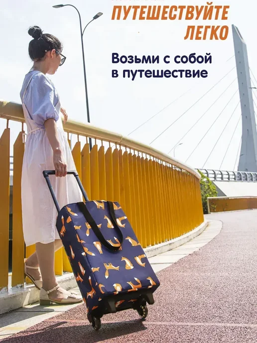 Тележка для покупок на колесиках, синий, фото 2