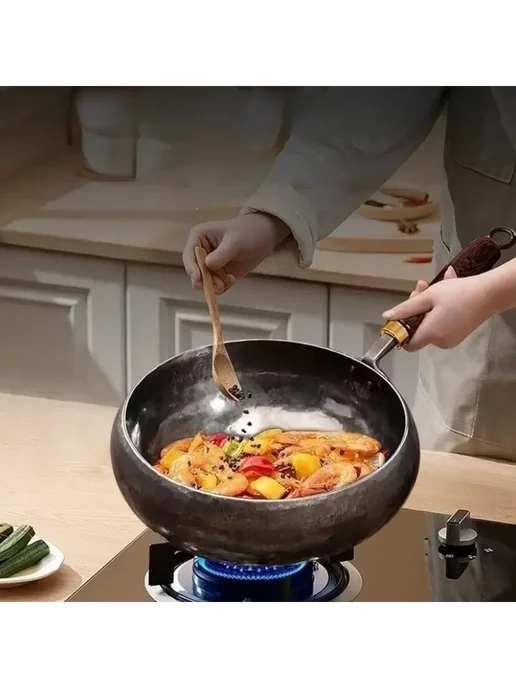 Большая сковорода с крышкой и ручкой, антипригарная, чугун, вариант, фото 8