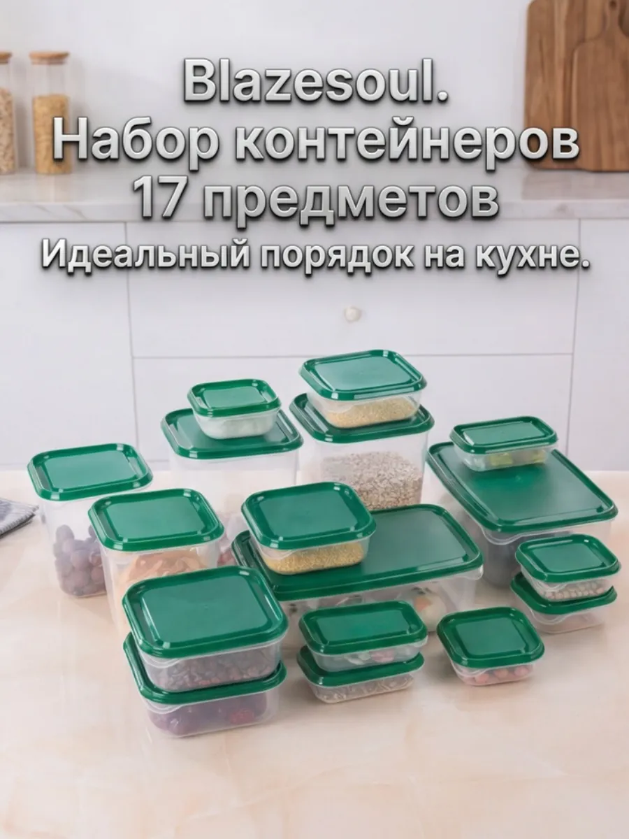 Набор контейнеров для еды и хранения продуктов, 17 штук