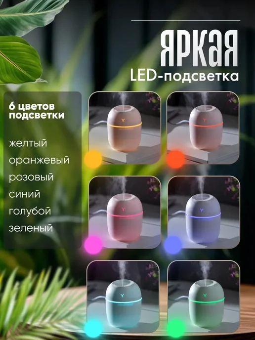 Увлажнитель воздуха мини для дома настольный с подсветкой, белый, фото 5