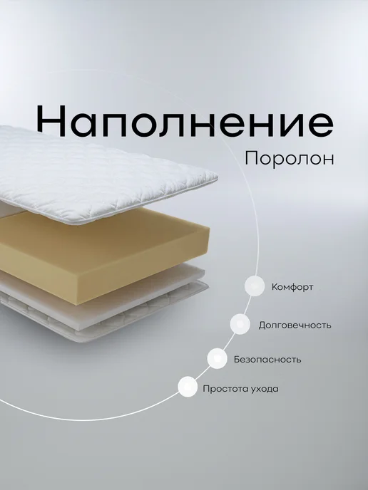 MOVZ Матрас детский беспружинный 160х80 на кровать поролоновый, 160x80, фото 3