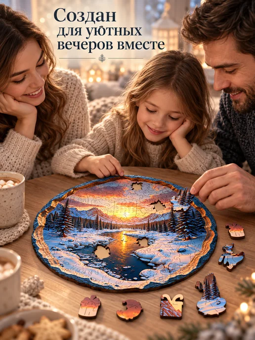 SENIOR ZEBRA Пазлы фигурные деревянные Мороз и солнце 200 деталей, голубой, фото 6