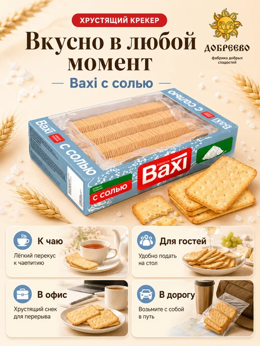 Добреево Крекер Baxi с солью 1 кг, 1 кг, фото 2