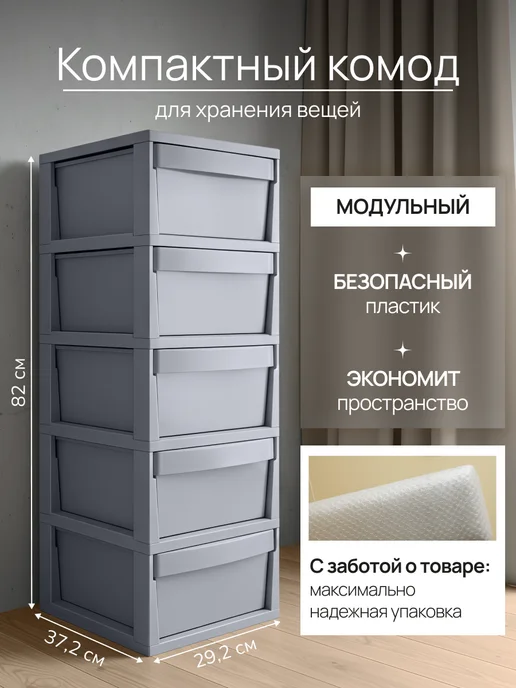 Палитра Уюта Пластиковый комод для вещей с ящиками, вариант