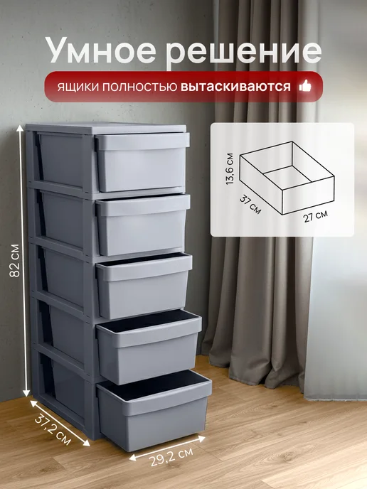 Палитра Уюта Пластиковый комод для вещей с ящиками, вариант, фото 2