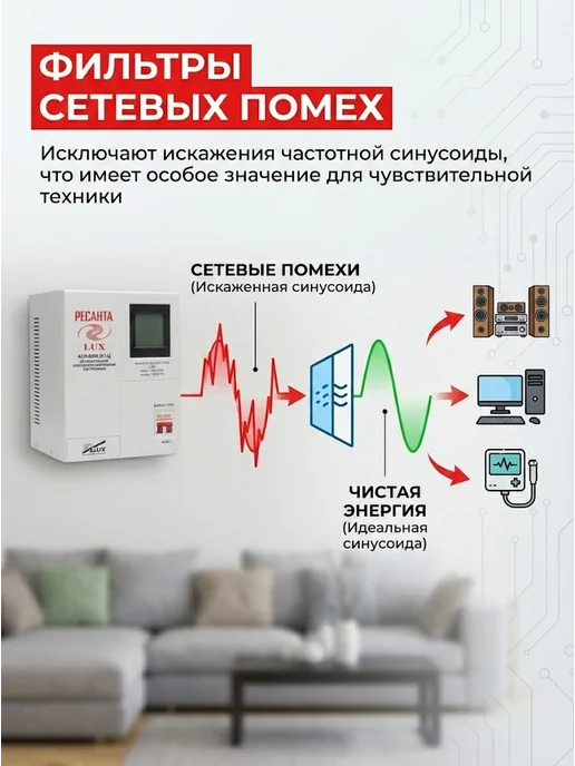 Стабилизатор напряжения 220В для дома АСН 5000 Н/1-Ц Lux — фото 2