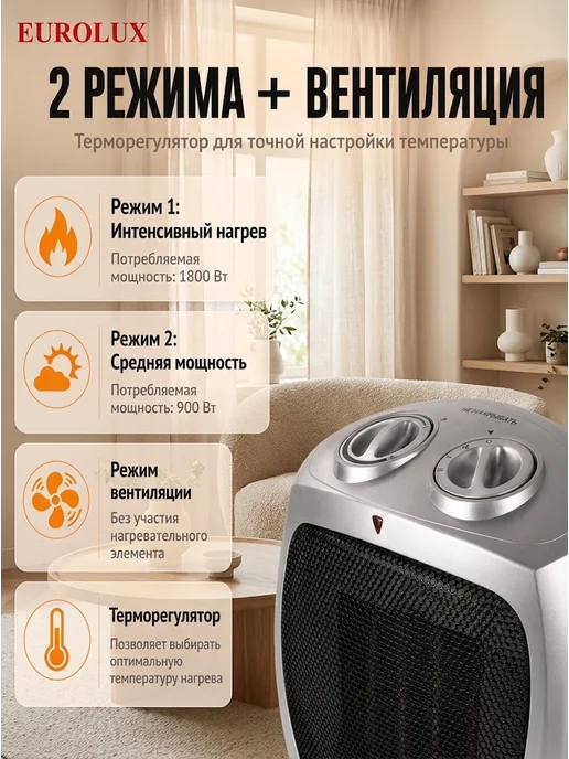 Тепловентилятор напольный для дома электрический — фото 3
