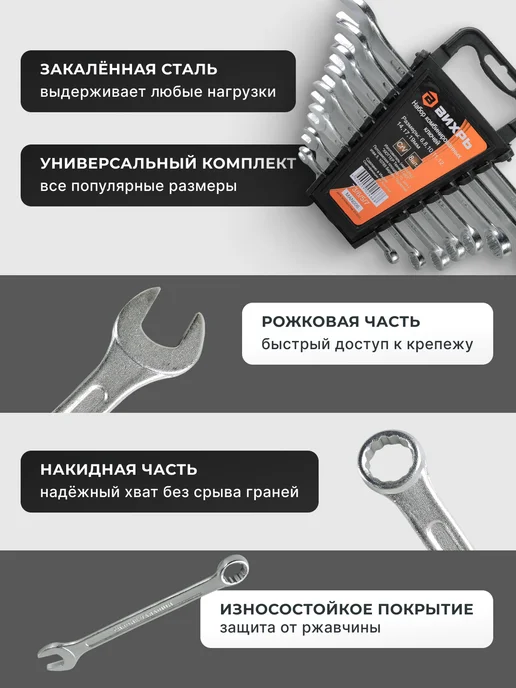 Набор ключей гаечных для автомобиля 6-19 мм — фото 2