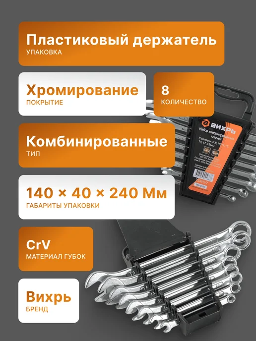 Набор ключей гаечных для автомобиля 6-19 мм — фото 3