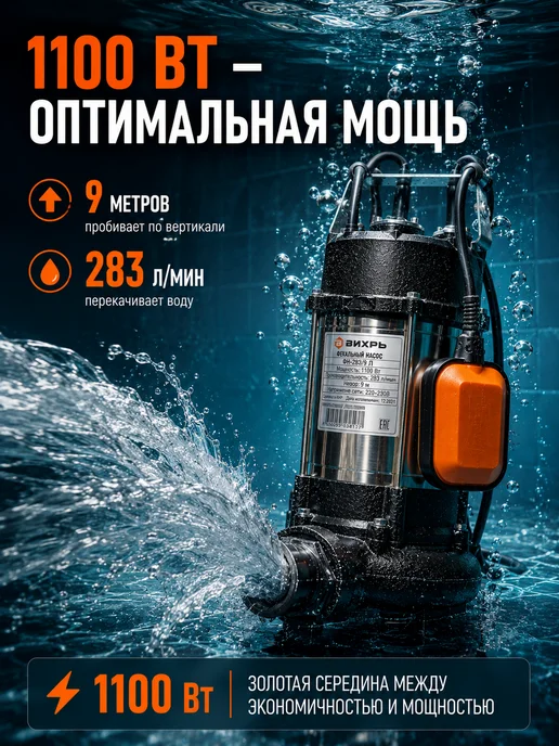 Насос фекальный погружной с измельчителем ФН-283/9Л — фото 3