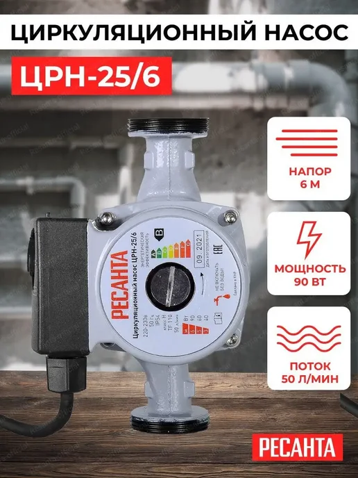 РЕСАНТА Насос циркуляционный для отопления ЦРН-25 6, вариант, фото 3