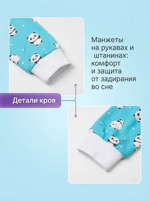 Mini Mates Пижама детская хлопок, голубой, фото 2