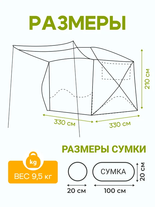 Campplanet Шатер куб автоматический с полом и выходом для трубы, серый, фото 6