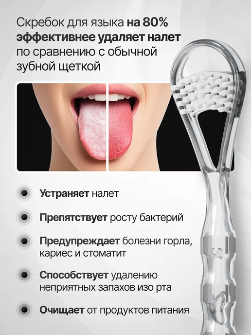 miradent Скребок-щетка для чистки языка от налета Tong-Clin De Luxe п…, белый, фото 4