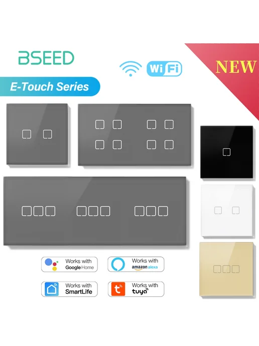 BSEED Умный сенсорный выключатель с розеткой с USB с Алисой, белый, фото 2