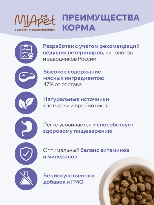 Сухой корм MiaPet для собак, крупные, средние, 2 кг, фото 2