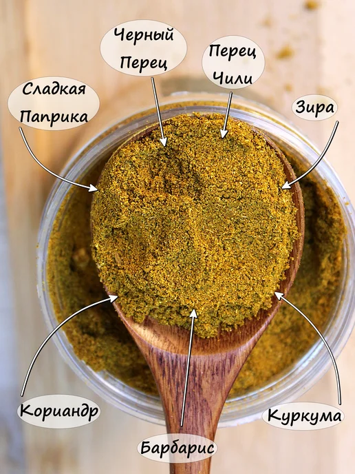 Путь природы Набор приправ для мяса, курицы, рыбы 600 грамм, желтый, фото 3