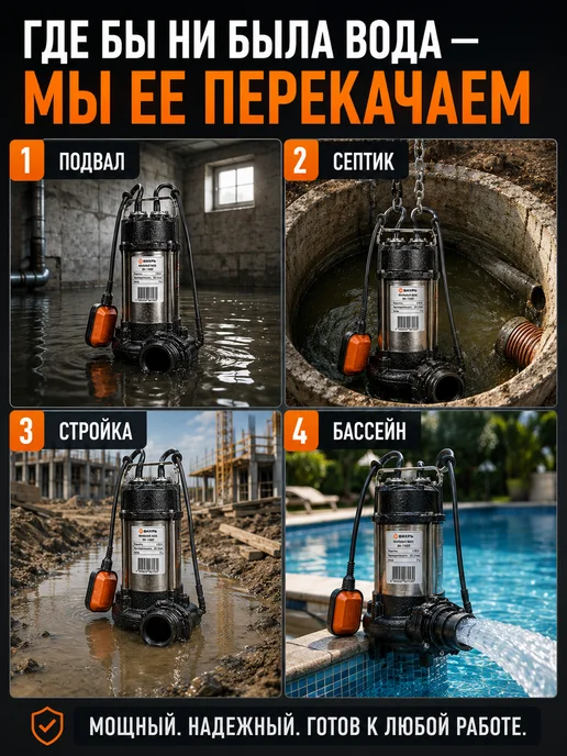 Насос фекальный погружной с измельчителем ФН-1100Л — фото 4