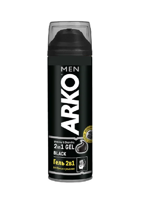ARKO Гель для бритья и умывания Black 2 в 1 с углём, 200 мл, 200 мл