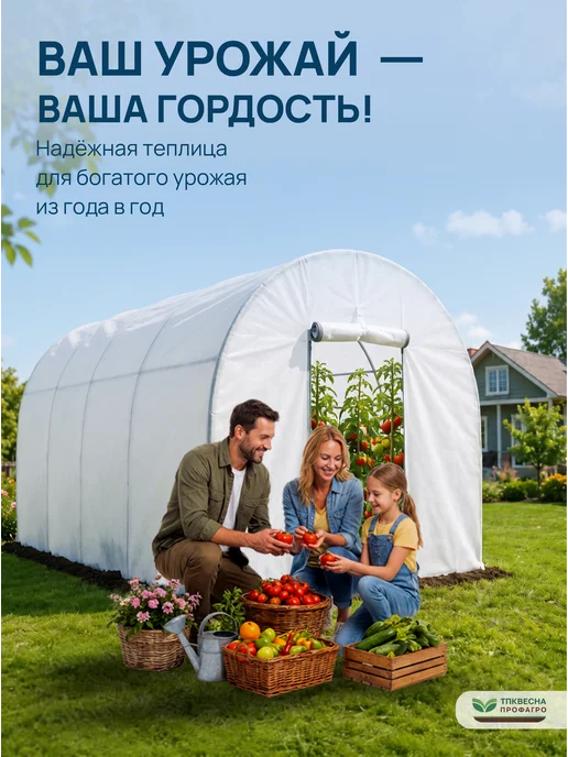 ТПК "ВЕСНА" Теплица с каркасом металлическим и чехлом Агро-Компакт 5м, 4 м, фото 7