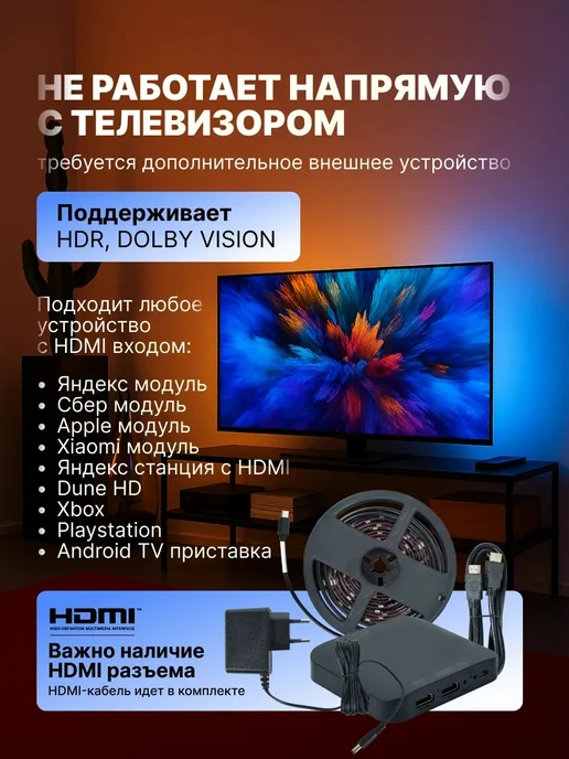 Адаптивная подсветка для телевизора 40-50, вариант, фото 2