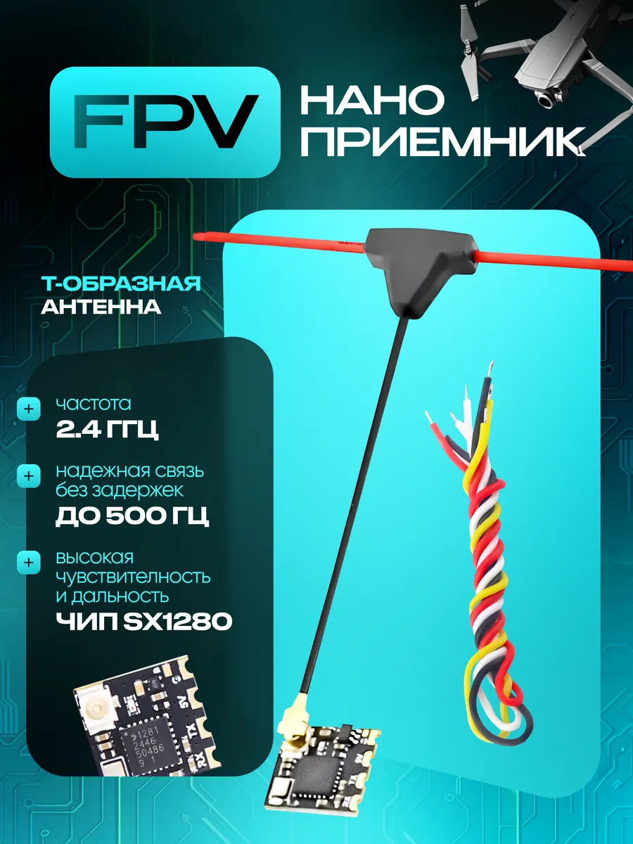 Нано приемник FPV Cyclone ELRS MINI RX SX1280