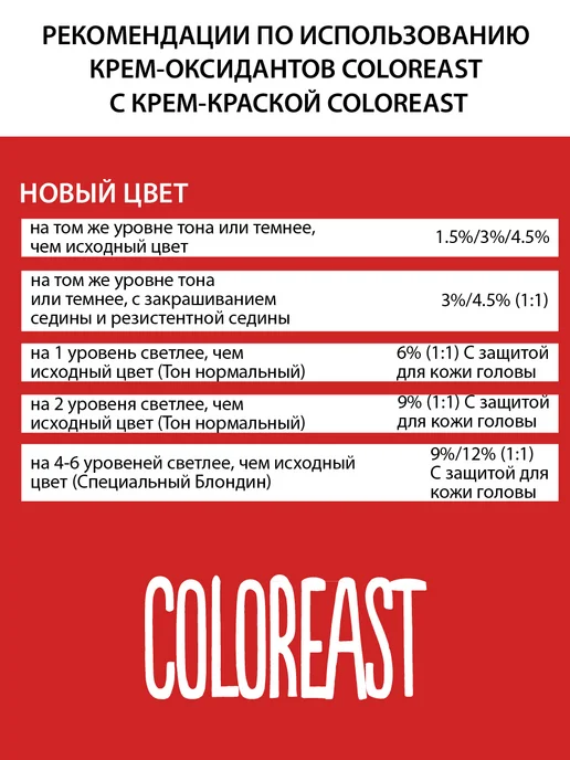 COLOREAST Крем-оксидант профессиональный1,5%, вариант, фото 2