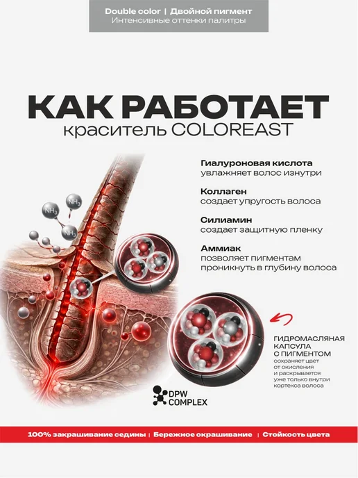 COLOREAST Краска для волос 55.0 светлый шатен интенсивный натуральный, светлый, фото 3