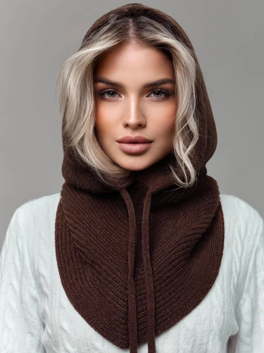 MURWEAR Капор вязаный, коричневый, фото 2