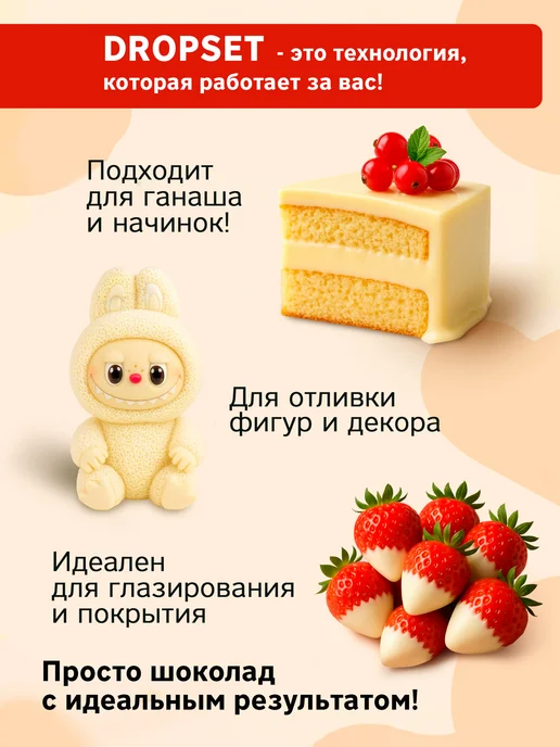 Dropset Шоколад кондитерский белый на эквиваленте масла какао 1 кг, 1 кг, фото 3