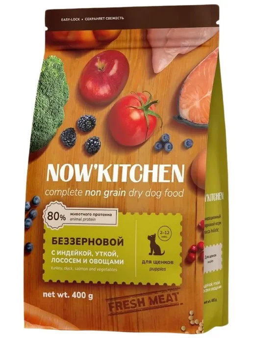 Сухой корм NOW'KITCHEN для собак, индейка, лосось, утка, 0,4 кг