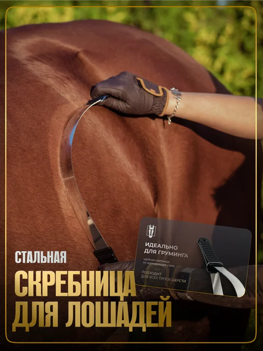 TAYA equestrianism Скребница для лошади двусторонняя металлическая, черный