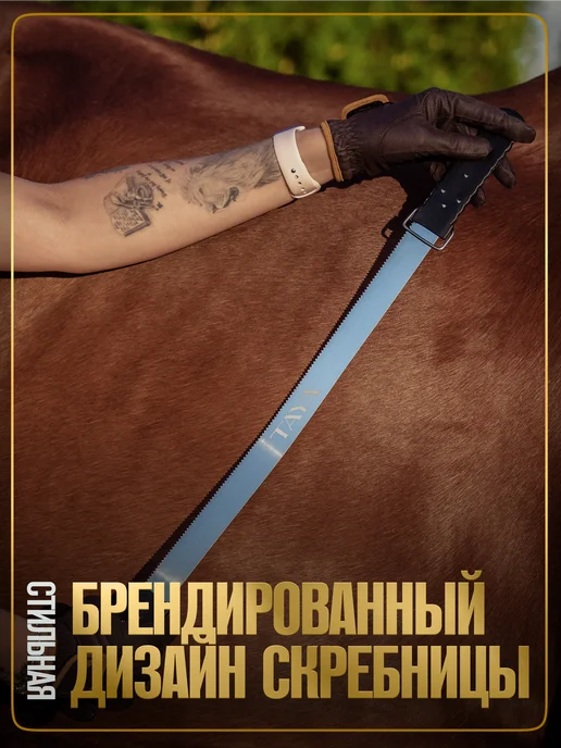 TAYA equestrianism Скребница для лошади двусторонняя металлическая, черный, фото 3