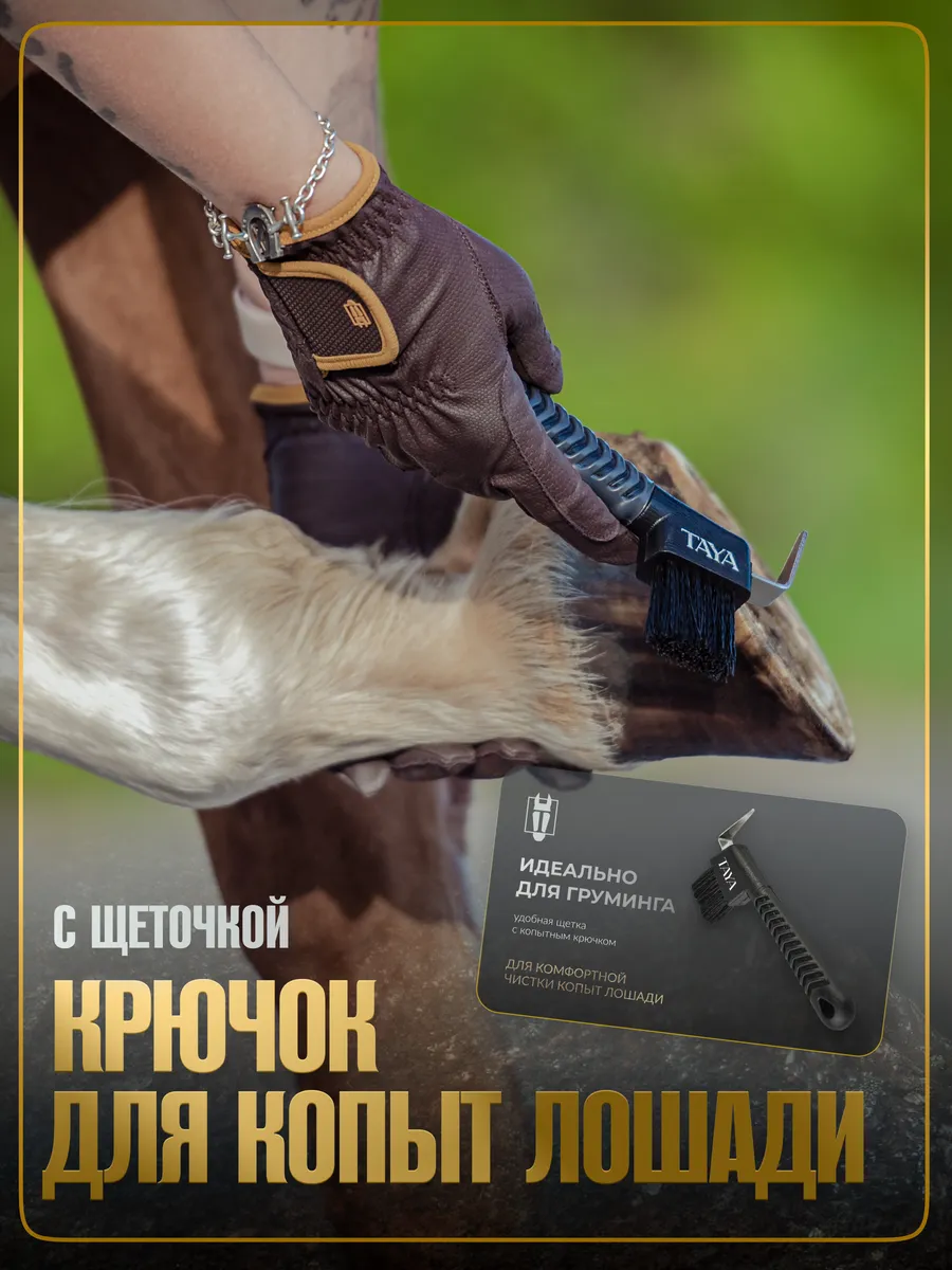Крючок копытный с щеточкой для лошадей