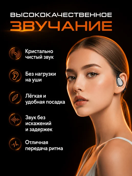 BUDNEX Наушники беспроводные спортивные с шумоподавлением, черный, фото 7