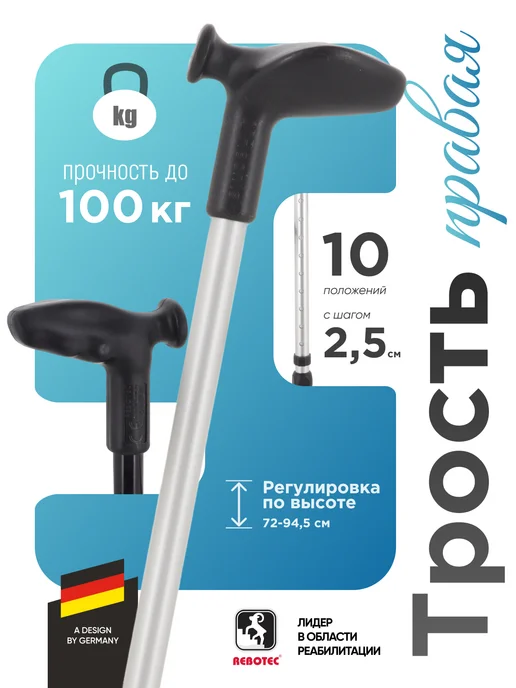Rebotec Трость опорная Анатом (правый), серый