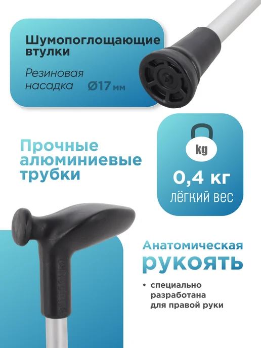 Rebotec Трость опорная Анатом (правый), серый, фото 2