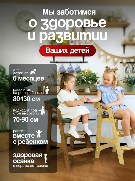ВРЕМЯ_РАСТИ Растущий стул детский с подлокотниками и подушкой, голубой, фото 5