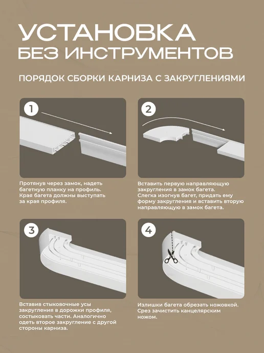 Peora Бленда для карниза декоративная Стандарт белая 2м, 2 м, фото 5