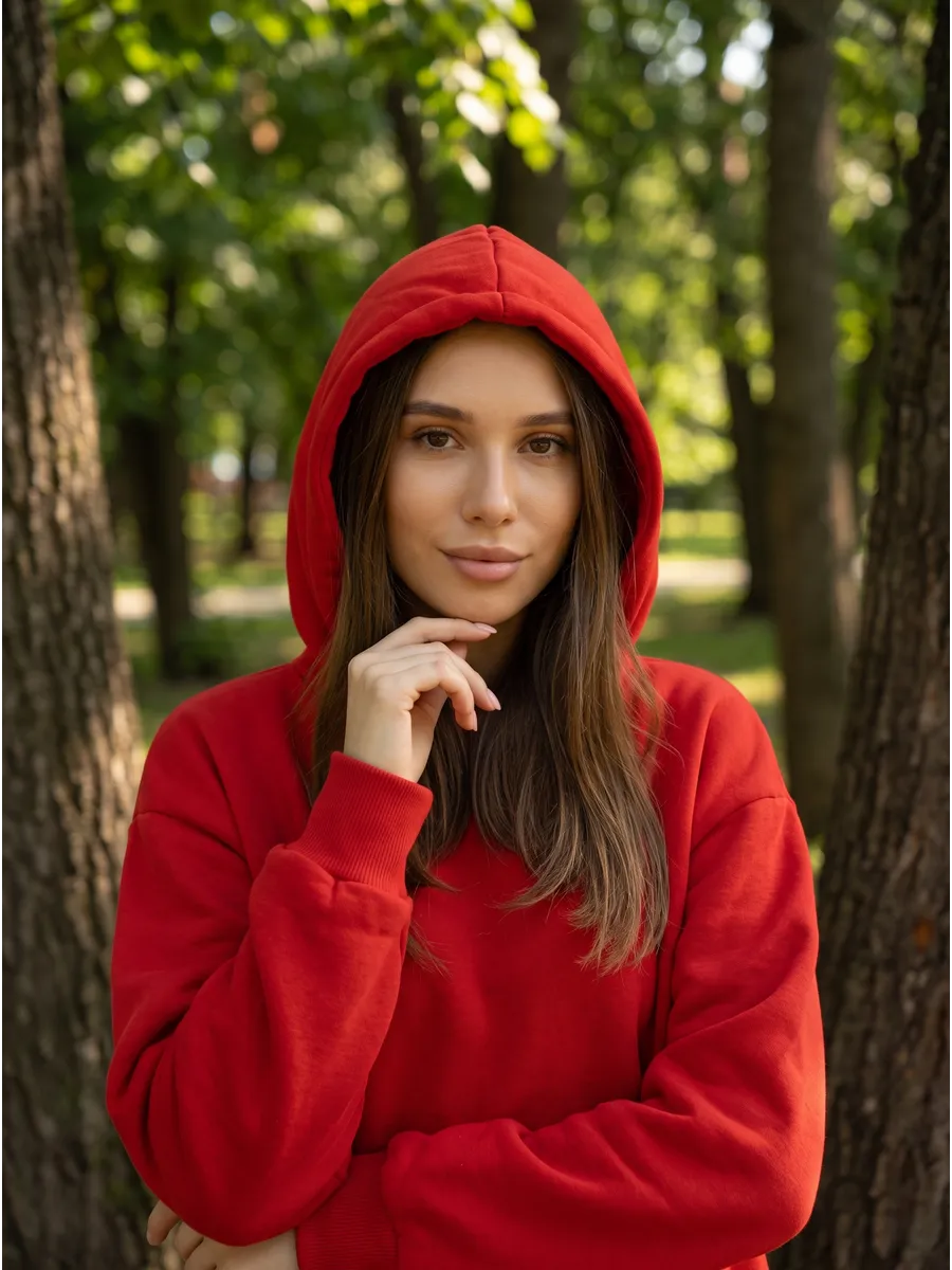 Худи оверсайз с капюшоном с начесом