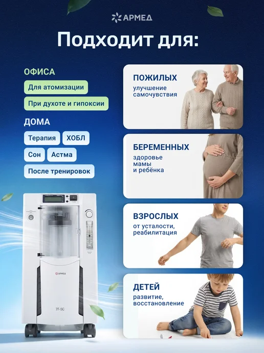 Армед Кислородный концентратор 7F-5C, вариант, фото 5